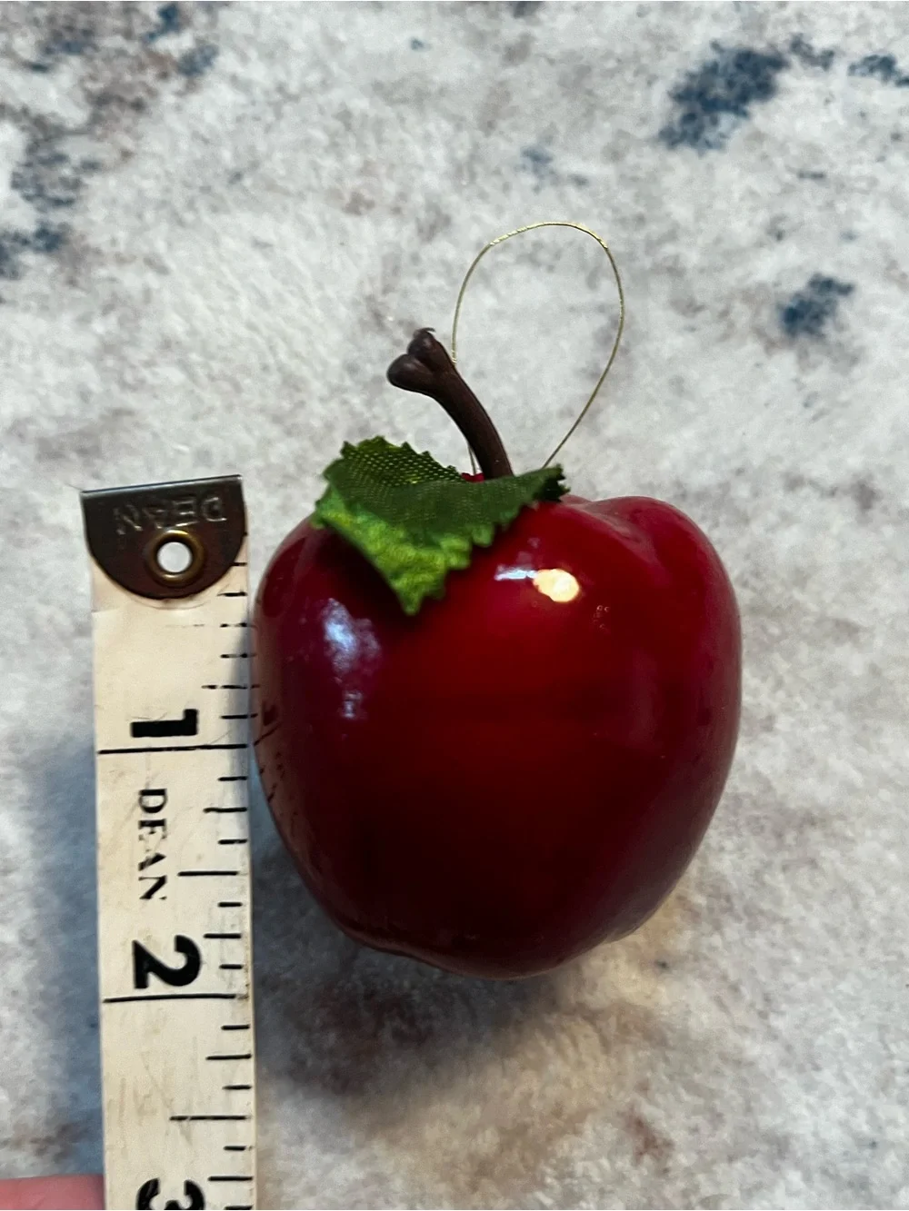 Vintage Red Apple Ornaments with Green Leaf, Gold Thread for hanging Bundle 36!
